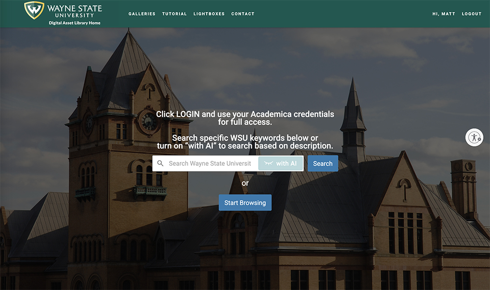 digital asset library search screen screenshot