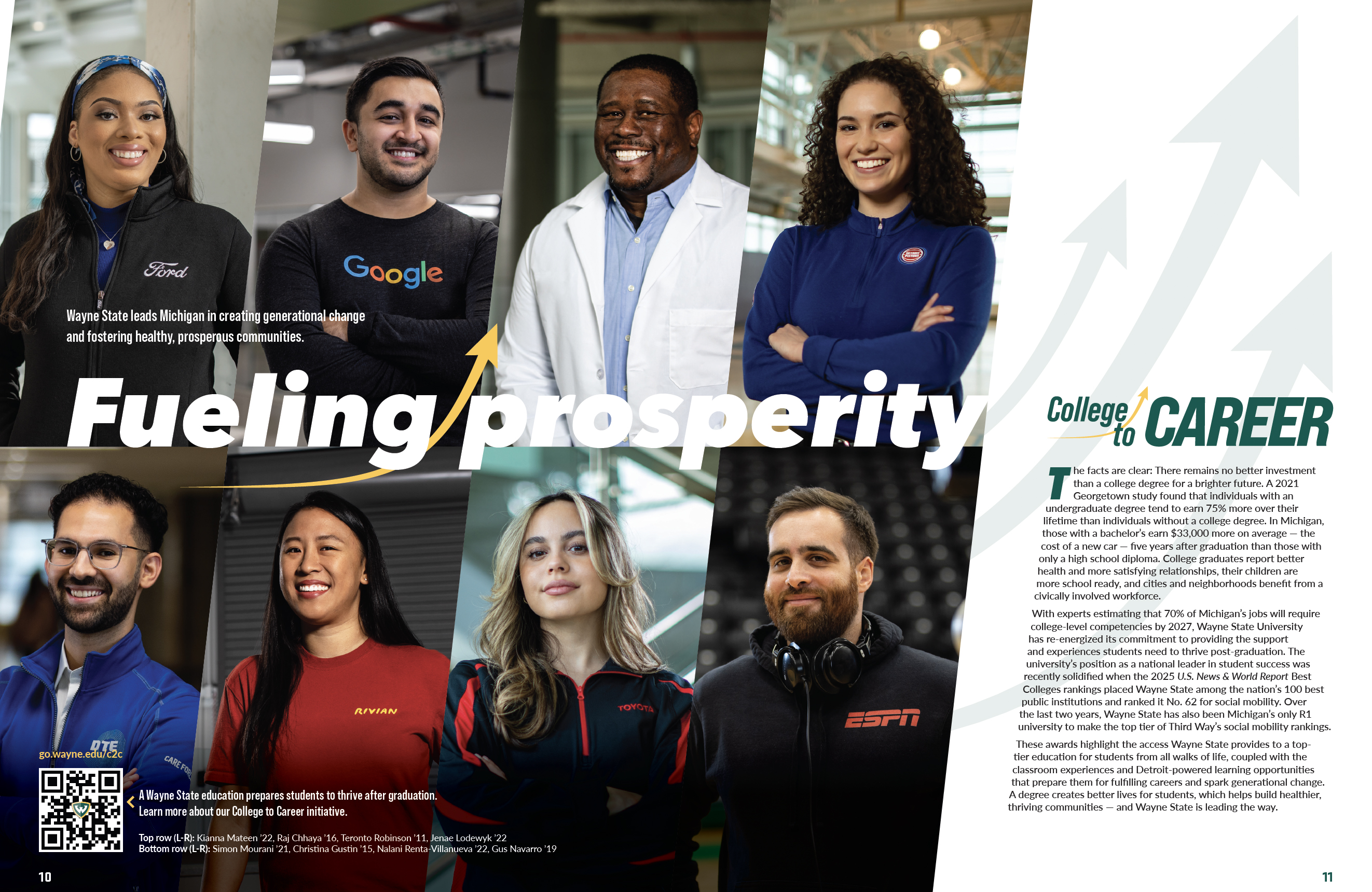 wayne state magazine college to career spread